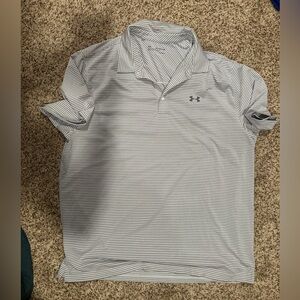 Under Armour Men's Polo Shirt - Grey and White Stripes